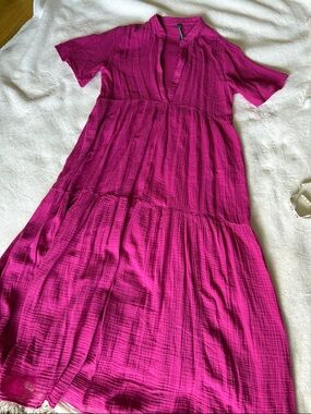 Anthropologie bright pink Maxi Dress